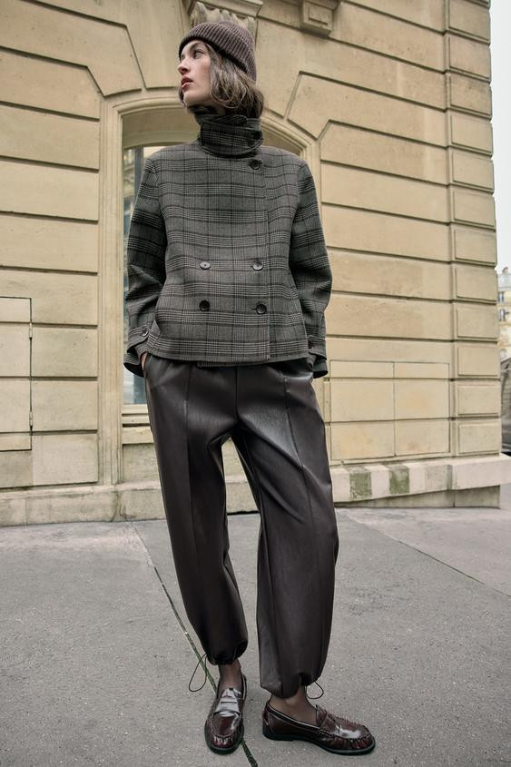 FAUX LEATHER BALLOON PANTS | Zara US