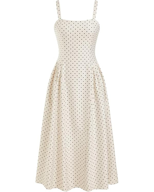 CIDER Womens Polka Dots Summer Casual Dresses Square Neck Sleeveless Midi A Line Elegant Dress | Amazon (US)