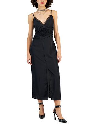 Bar III Women's Lace-Trim Sleeveless Slip Dress, Created for Macy's - Macy's | Macy's