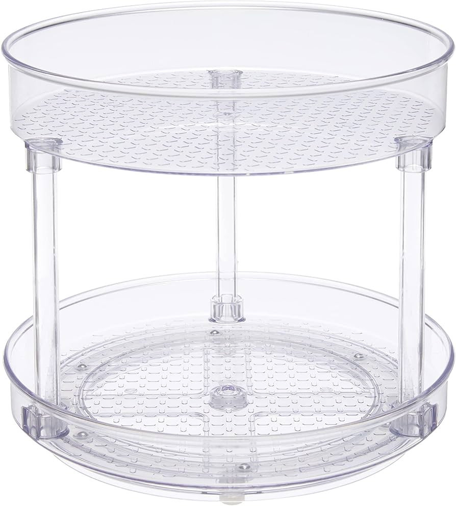 Amazon Basics 2 Tier Clear Lazy Susan Turntable Organizer, 9-Inch | Amazon (US)