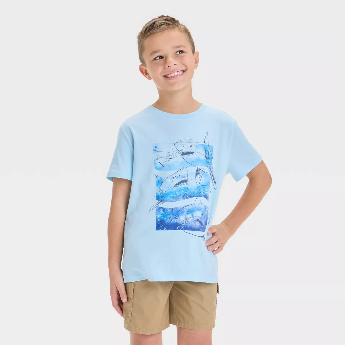 Boys' Short Sleeve Shark Friends Graphic T-Shirt - Cat & Jack™ Blue | Target