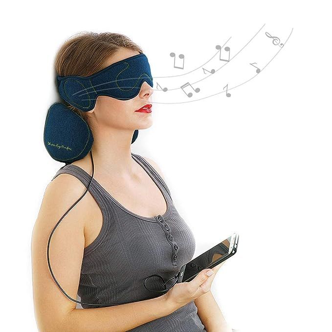 ACOTop Premium Set 2-Piece Memory Foam Travel Neck Pillow and Sleep Headphones Eye Mask with Buil... | Amazon (US)