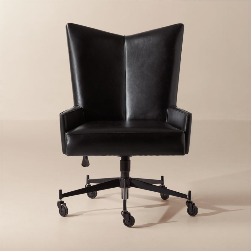 Bowtie Black Leather Office Chair Model 3002 by Paul McCobb + Reviews | CB2 | CB2