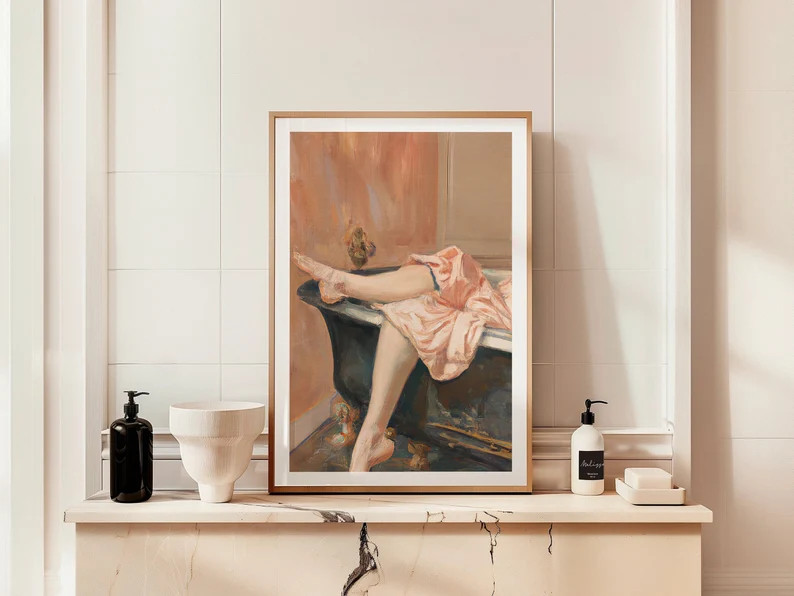 Classical Woman's Bathroom Painting Wall Art Poster Print Digital Download Printable Art Vintage ... | Etsy (US)