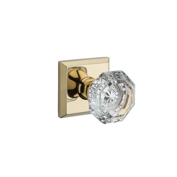 Crystal Passage Door Knob with Traditional Square Rose | Wayfair Professional