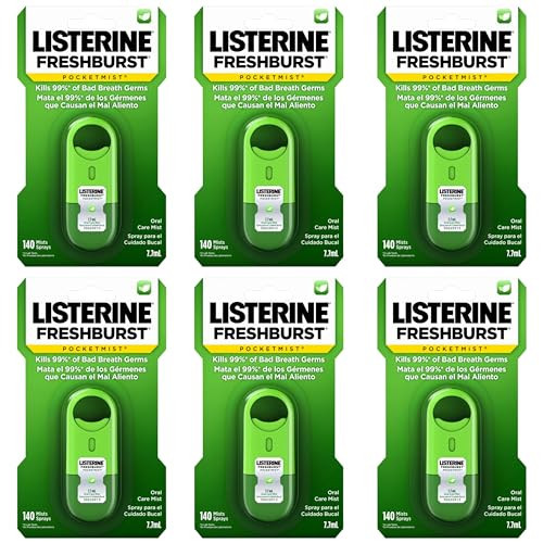 Listerine Freshburst Pocketmist Fresh Breath Oral Care Mist, Non-Aerosol Sugar-Free Minty Breath Refresher Spray to Kill 99% of Bad Breath Germs, Portable, Spearmint Flavor, 6 x 7.7 mL | Amazon (US)