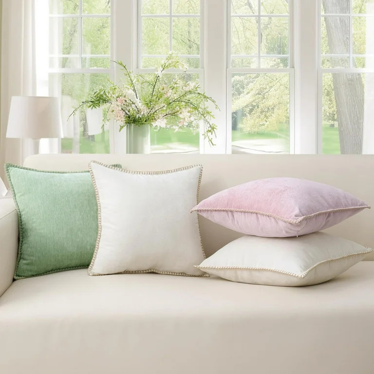 decorUhome Chenille Throw Pillow Covers 20x20 Set of 2, Soft Farmhouse Decorative Pillow Covers, ... | Walmart (US)