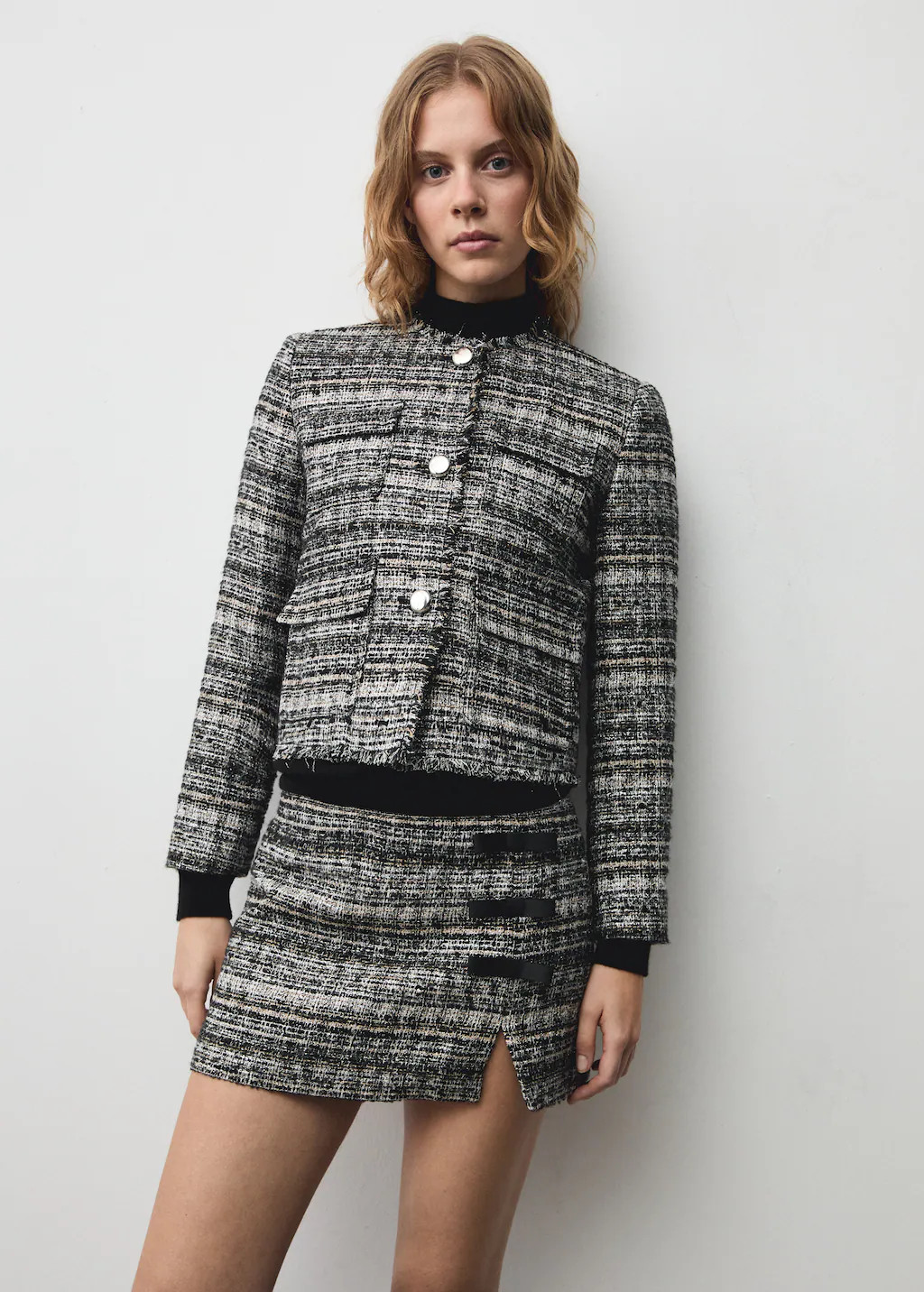Tweed jacket with metal buttons - Women | MANGO United Kingdom | MANGO (UK)
