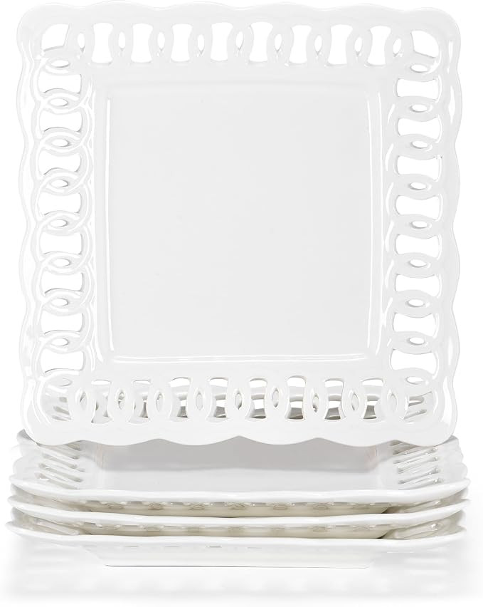 Ceramic Square Dinner Plates, 11 inch Square Serving Plate Set of 4 for Steak Pasta Salad Snacks ... | Amazon (US)