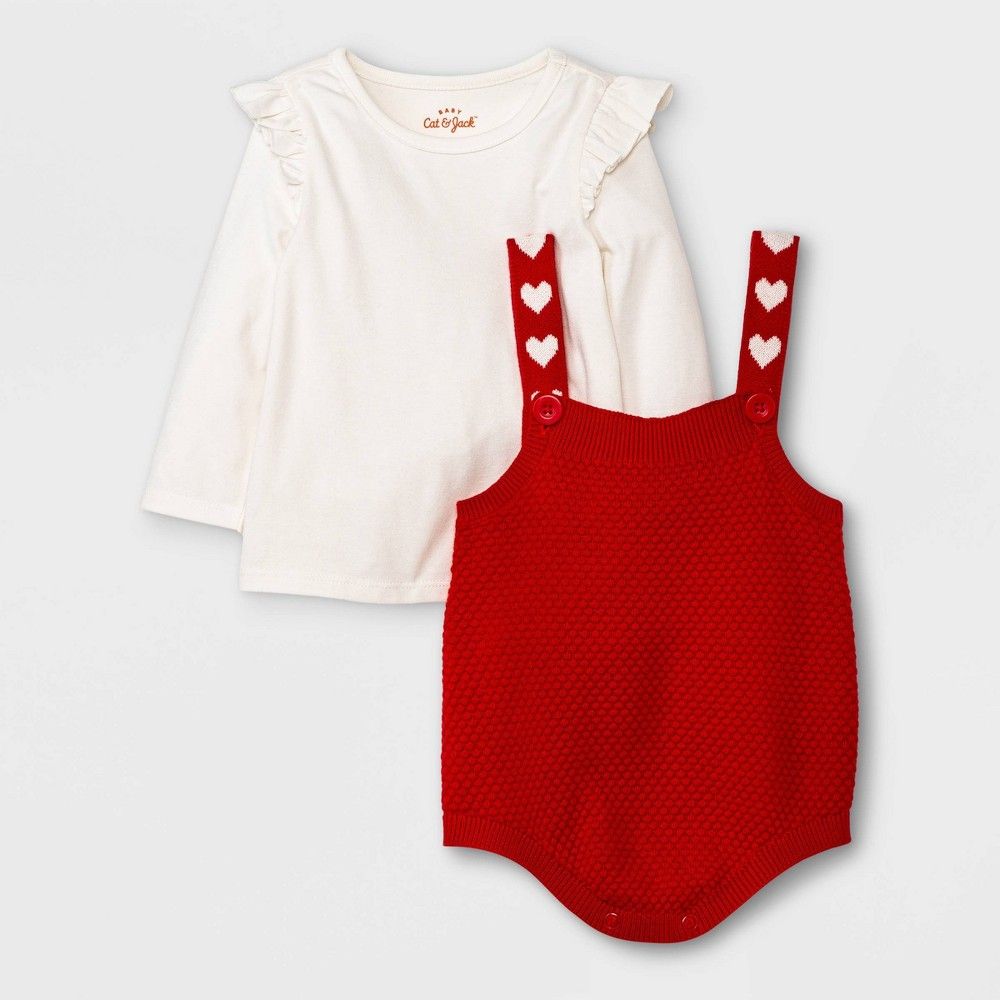 Baby Girls' Valentine Sweater Top & Bottom Set - Cat & Jack Red 12M | Target