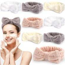 Pack Spa Headband Facial Makeup Headband Soft Coral Fleece Cosmetic Headband For Women Bow Hair Band Head Wraps For Washing Face Mask Spa Shower Gift | SHEIN