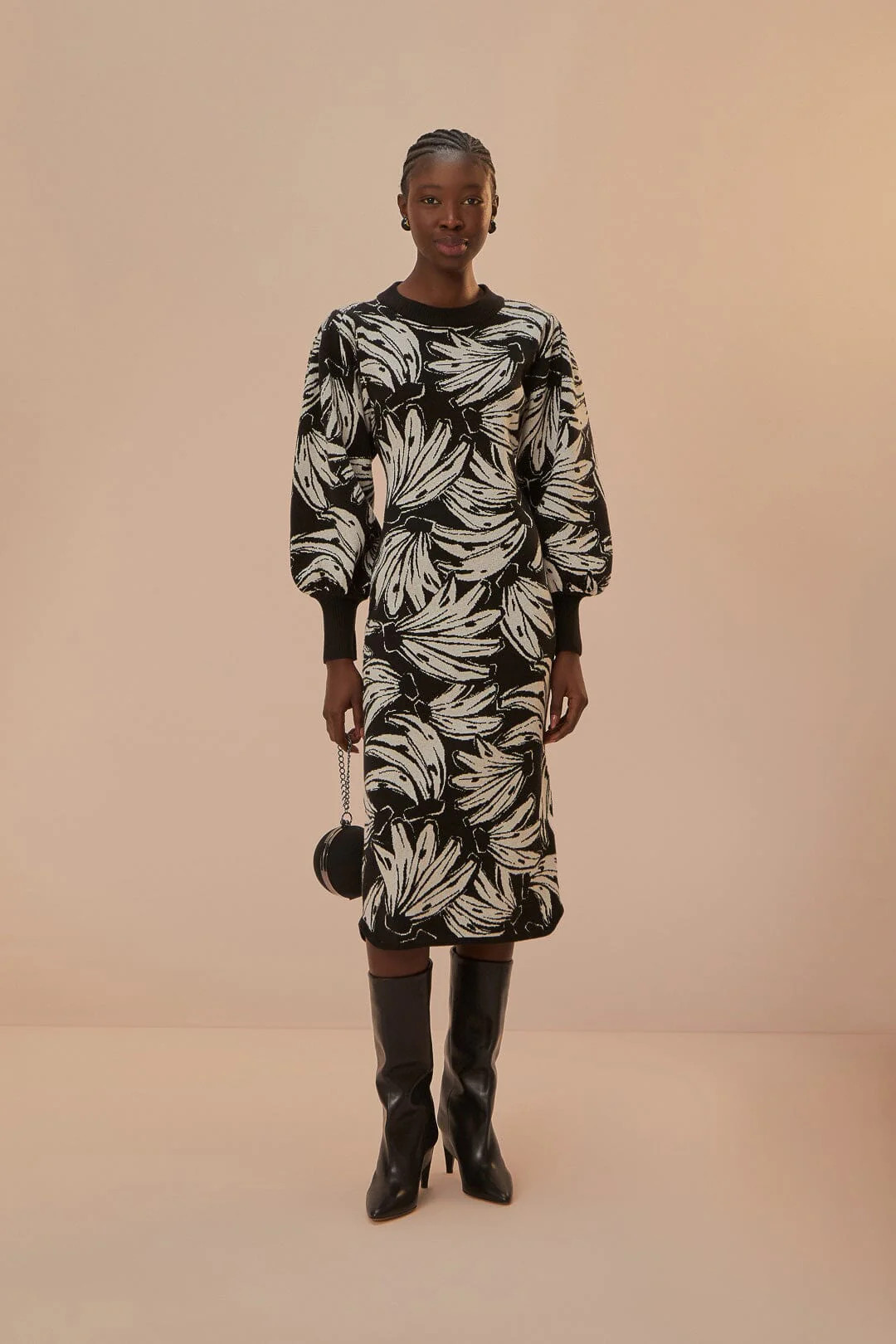 Black Bossa Banana Knit Dress | FarmRio (US)