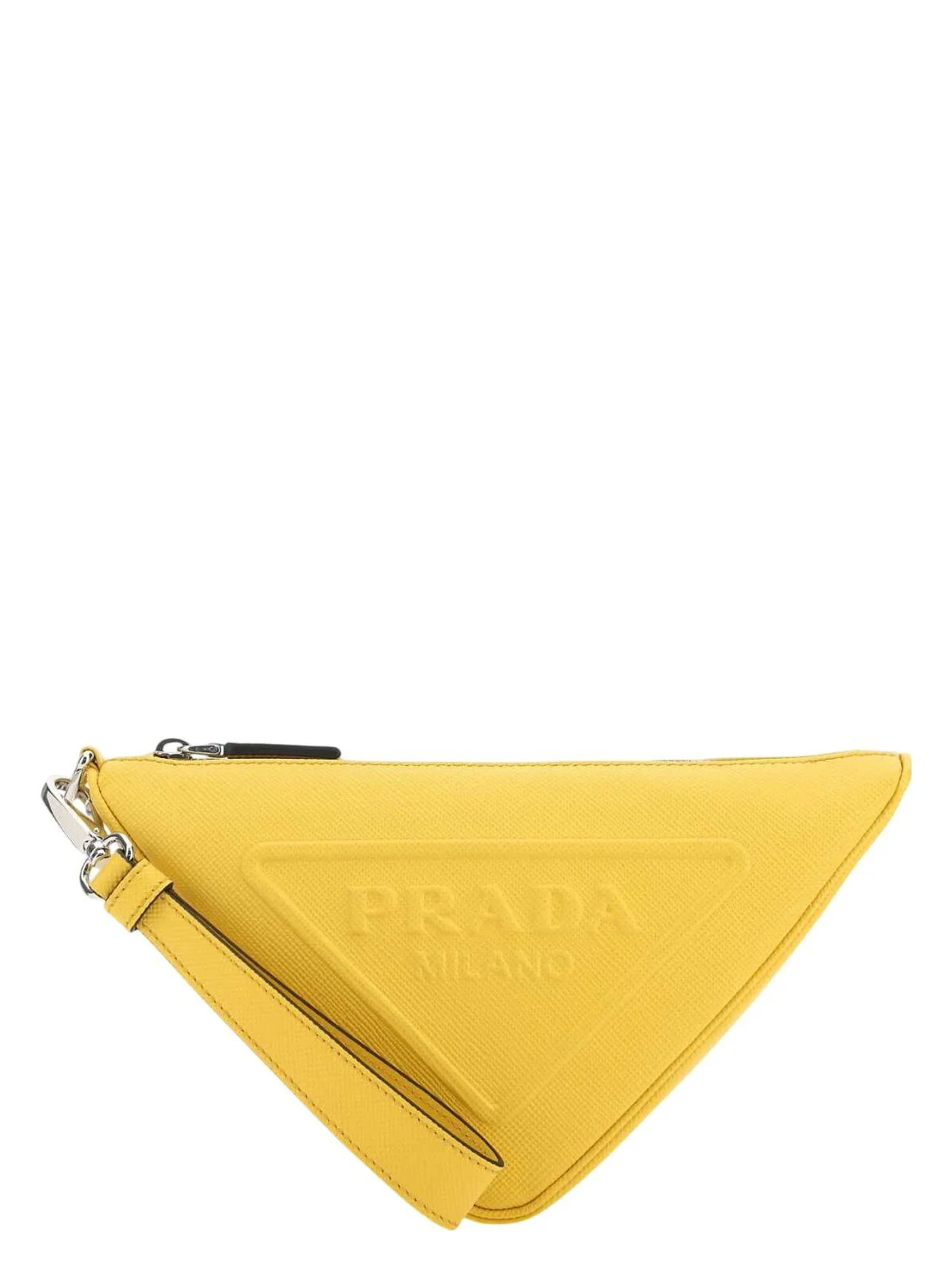 Prada Men's Leather Triangle Clutch in Yellow | 2NE0542FAD Color F0377 | LOZURI