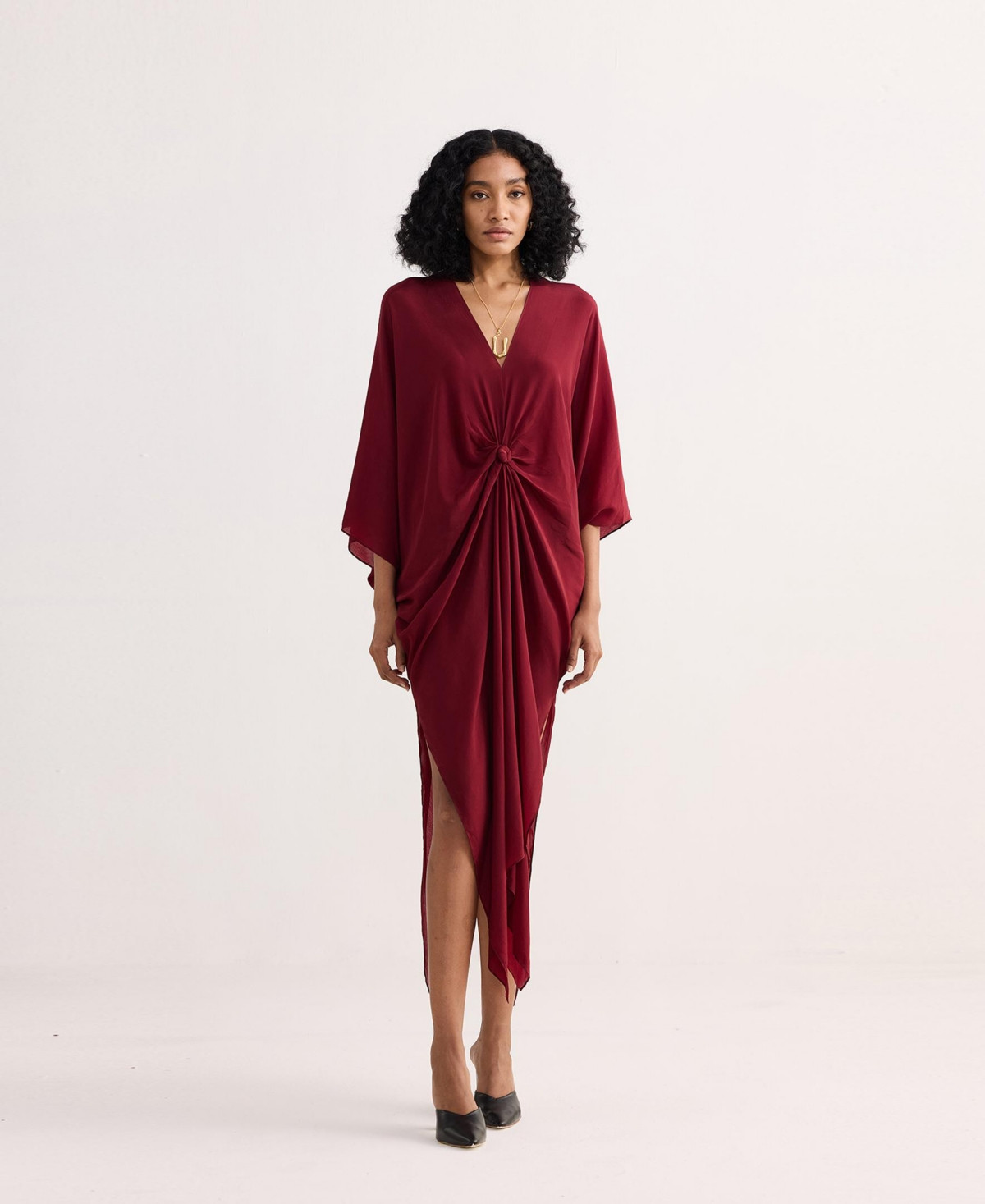 Reistor Women's Front twist Kaftan Dress - Burgundy | Macy's