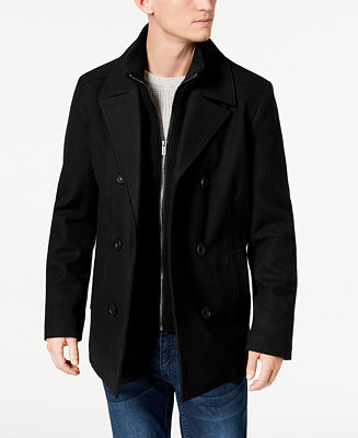 Kenneth Cole Men's Wool Blend Peacoat with Bib Coat - Macy's | Macy's