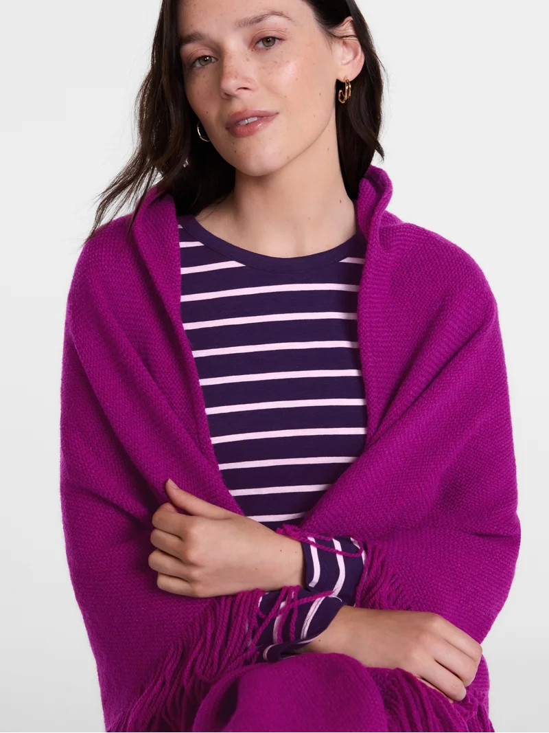 Scenario Women's Fringe Shawl, Berry Bright | Walmart (US)