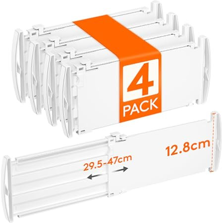 Drawer Dividers, 6 Pack Expandable Drawer Organisers Clear Plastic Drawers Separators, Adjustable... | Amazon (UK)