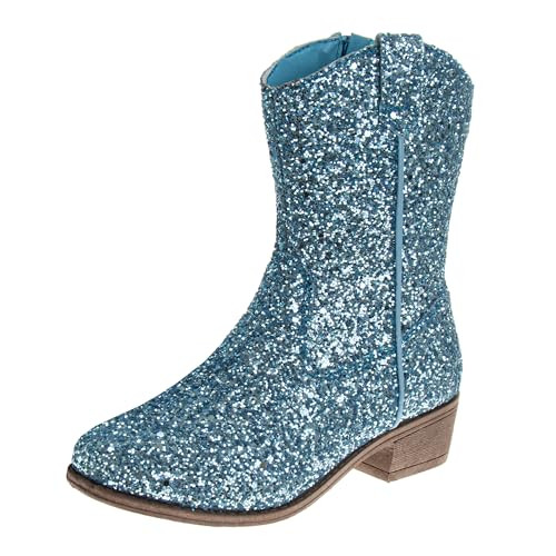 Josmo Girls Cowboy Western Boots - Girl Western Cowgirl Boot - Blue Glitter (size 13 Little Kids) | Amazon (US)