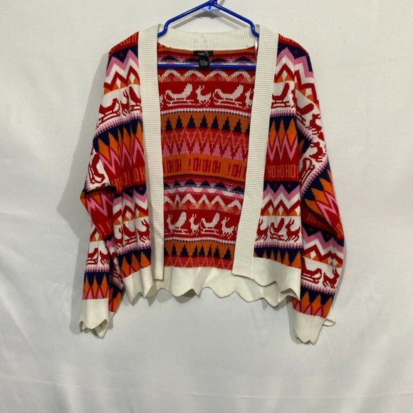 HO HO HO Christmas Rue 21 Womens Long Sleeves Open Front Cardigan Sweater Size S | Poshmark