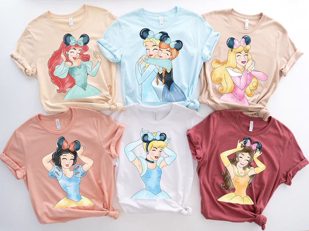 Princess Shirt, Cute Princess white shirt, Disney Cute Shirt, Disney Princesses, Magic Kingdom Da... | Etsy (US)