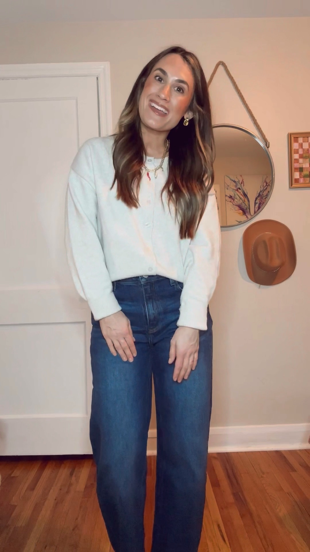 Teacher fit of the day 🍎

🍎 The absolute best work jeans
🍎 A cardigan 
🍎 Booties
🍎 Gold jewelry 

#LTKootd #LTKSaleAlert #LTKSeasonal