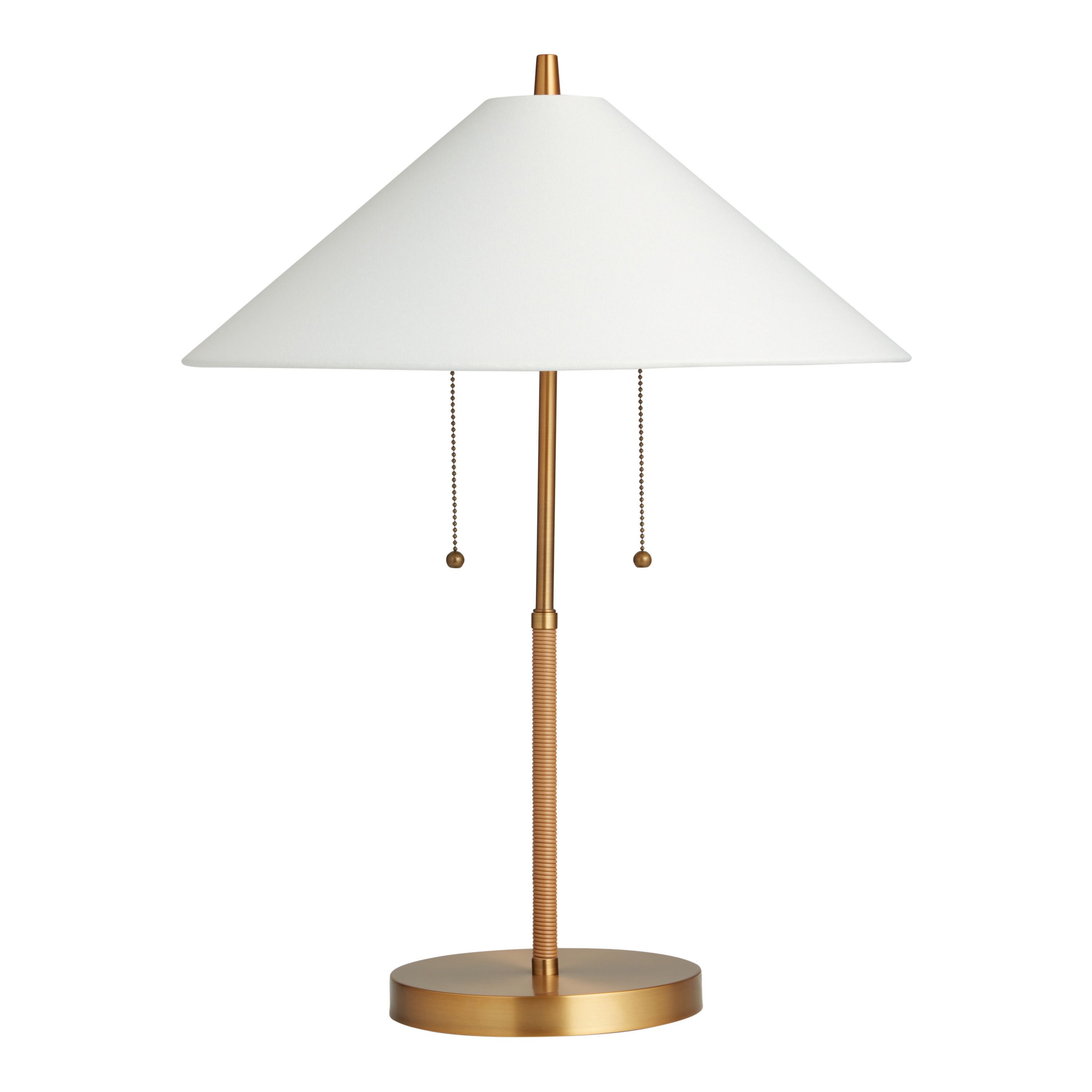 Brass and Faux Rattan Empire 2 Light Table Lamp | World Market