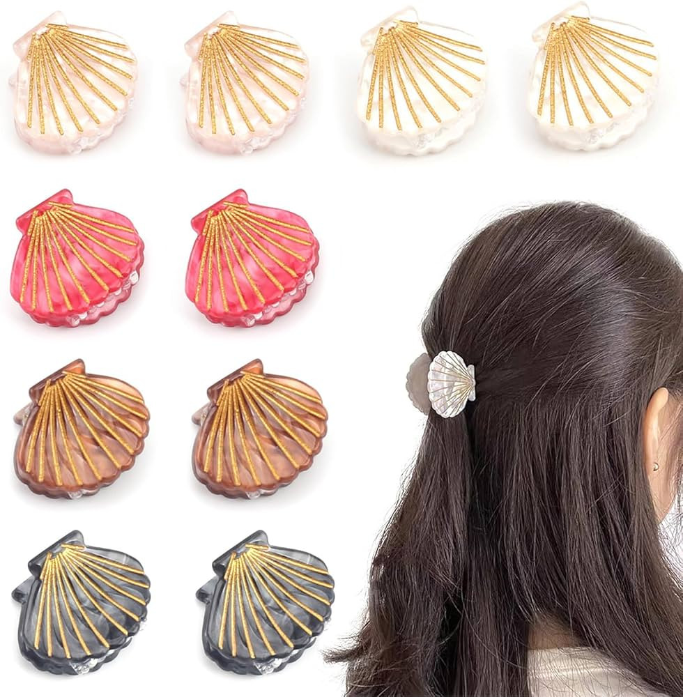 Pack of 10 Mini Seashell Hair Claw Clips Jaw Clip Clamps Mermaid Hair Styling Cilps Accessories f... | Amazon (US)