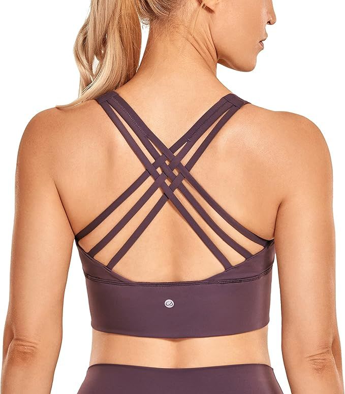 CRZ YOGA Strappy Longline Sports Bras for Women - Wirefree Padded Criss Cross Yoga Bras Cropped T... | Amazon (US)