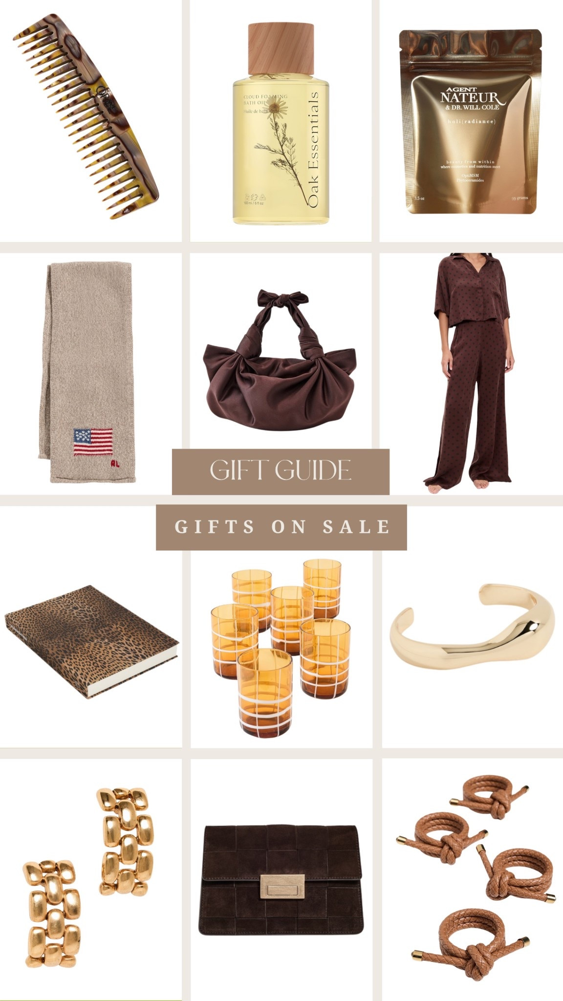 Gift guide - gifts on sale! 


gift guide, shopbop, fall gifts, gifts on sale, gifts for her, brown suede bag, gold jewelry, glasses, hair comb, brown suede purse, body care, supplements 