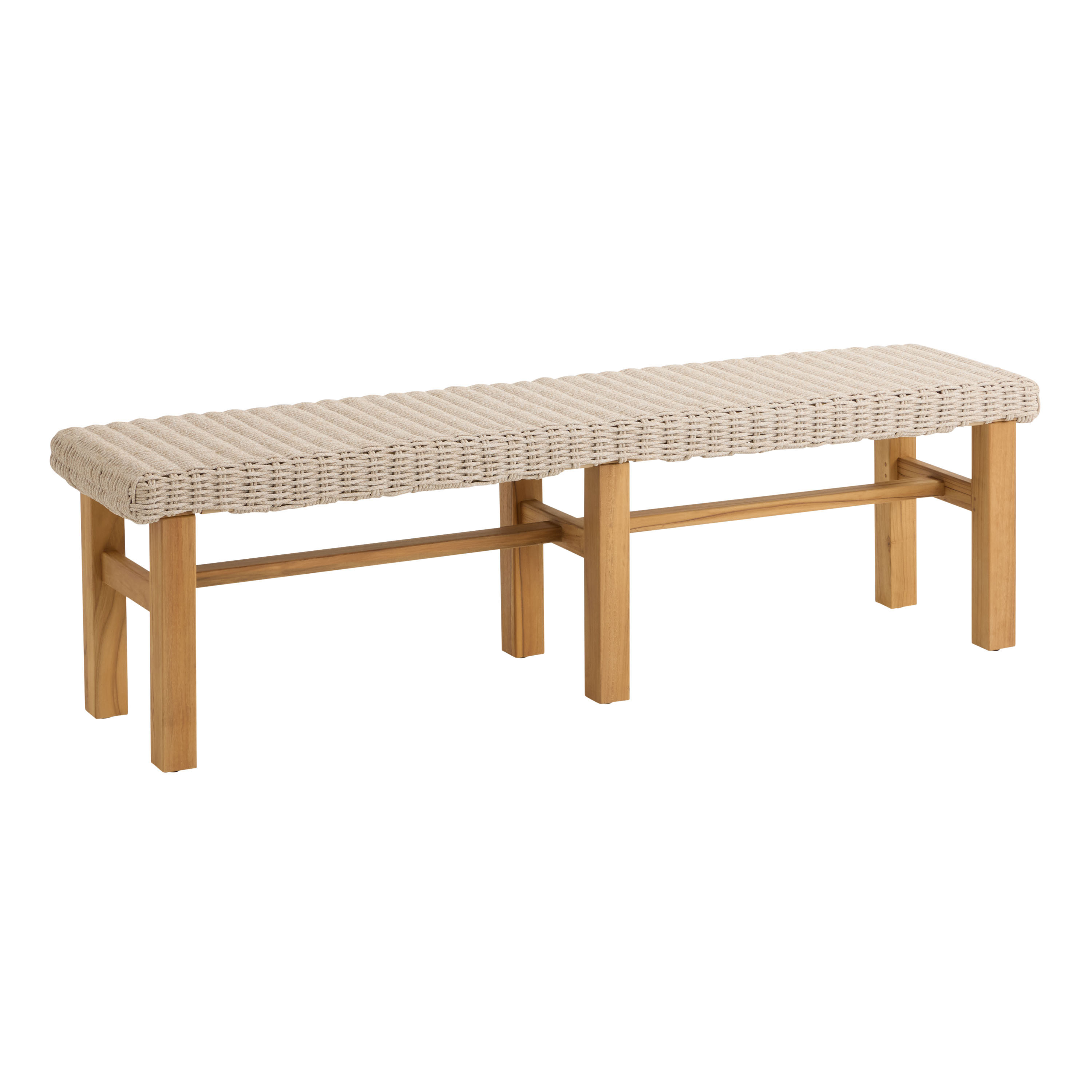 Huntington Teak Wood and All Weather Outdoor Dining Bench | World Market