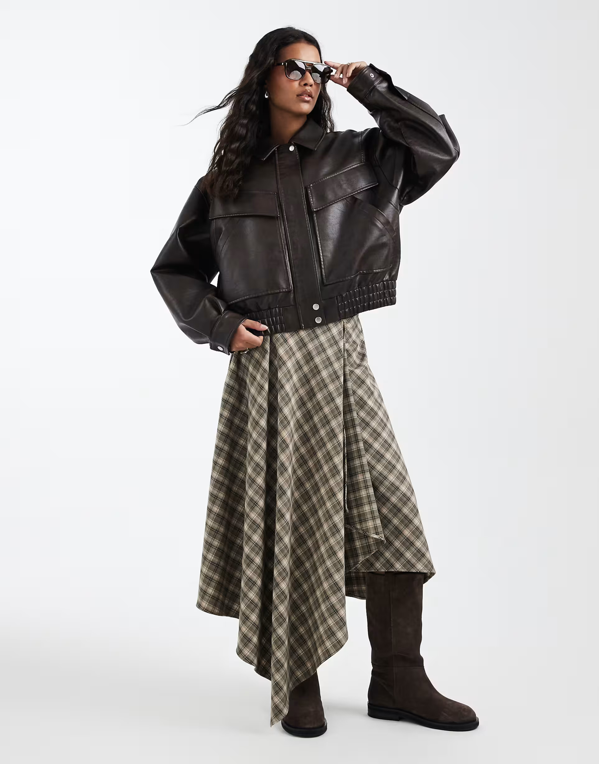 ASOS DESIGN hanky hem maxi skirt in check | ASOS (Global)