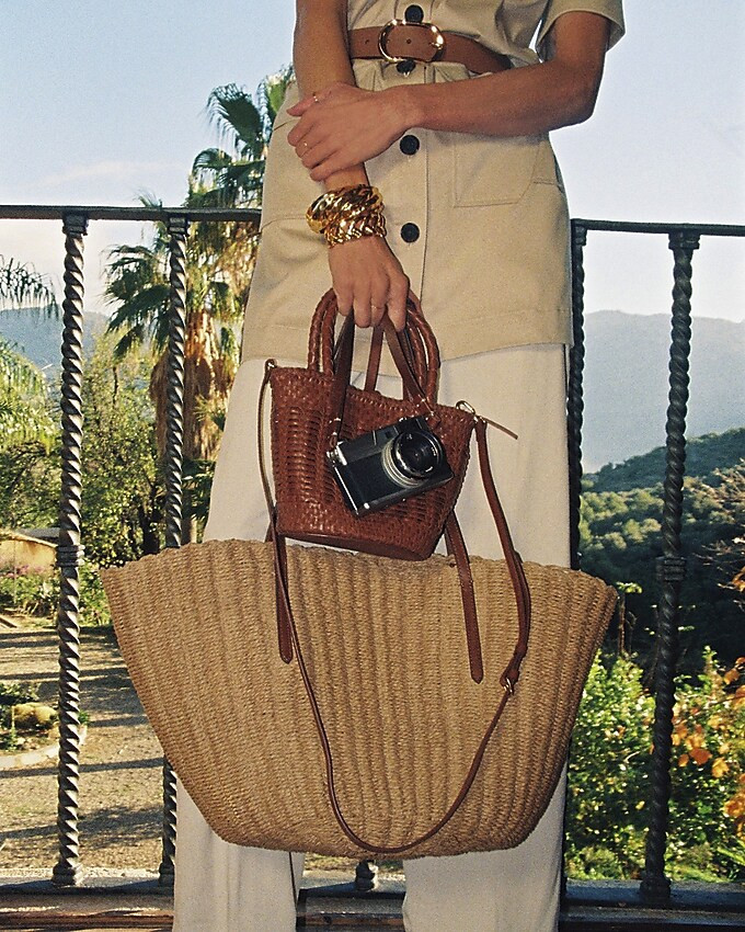 Small open-weave bag in leather | J. Crew US