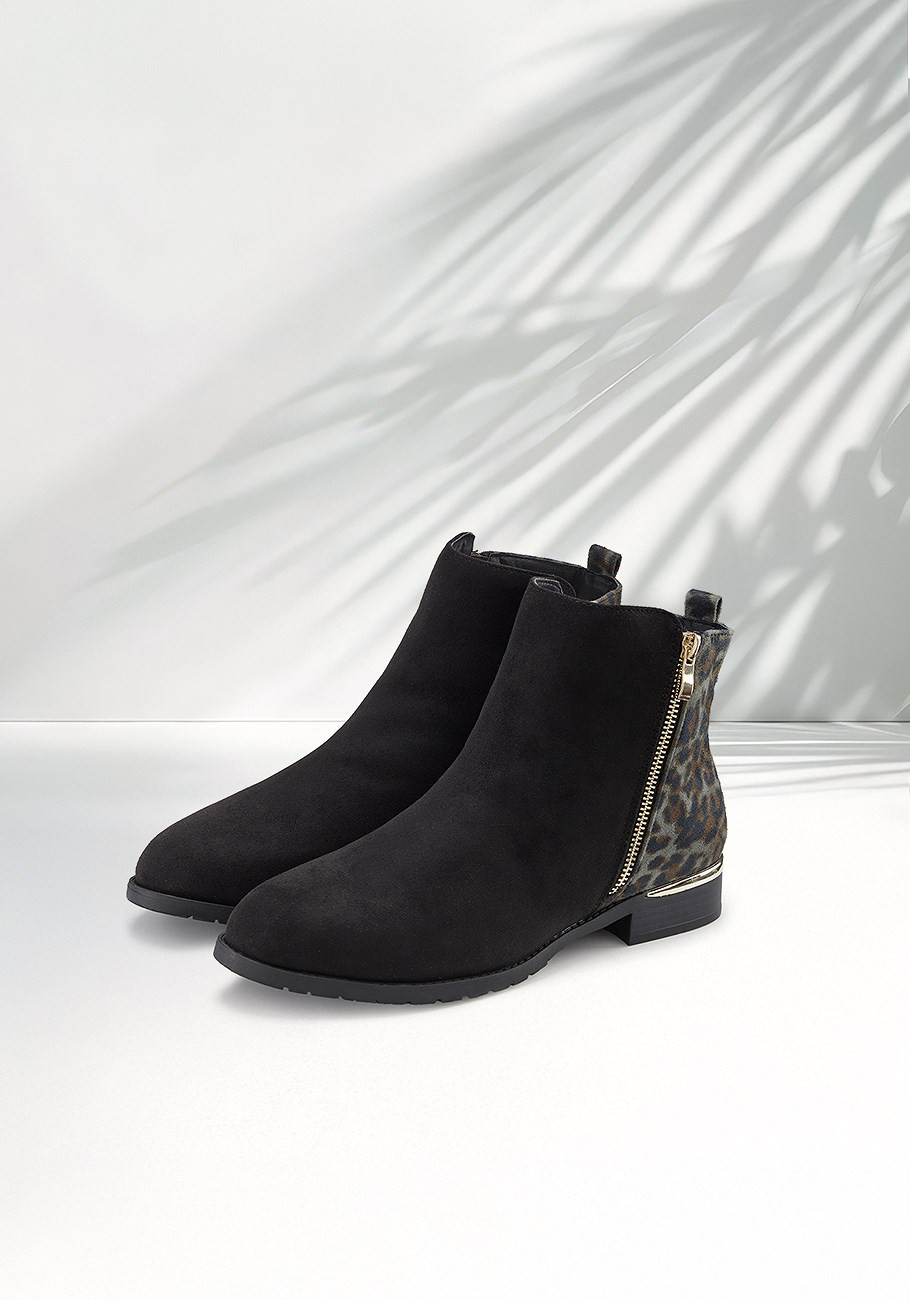 leopard detail zip up booties | Lascana