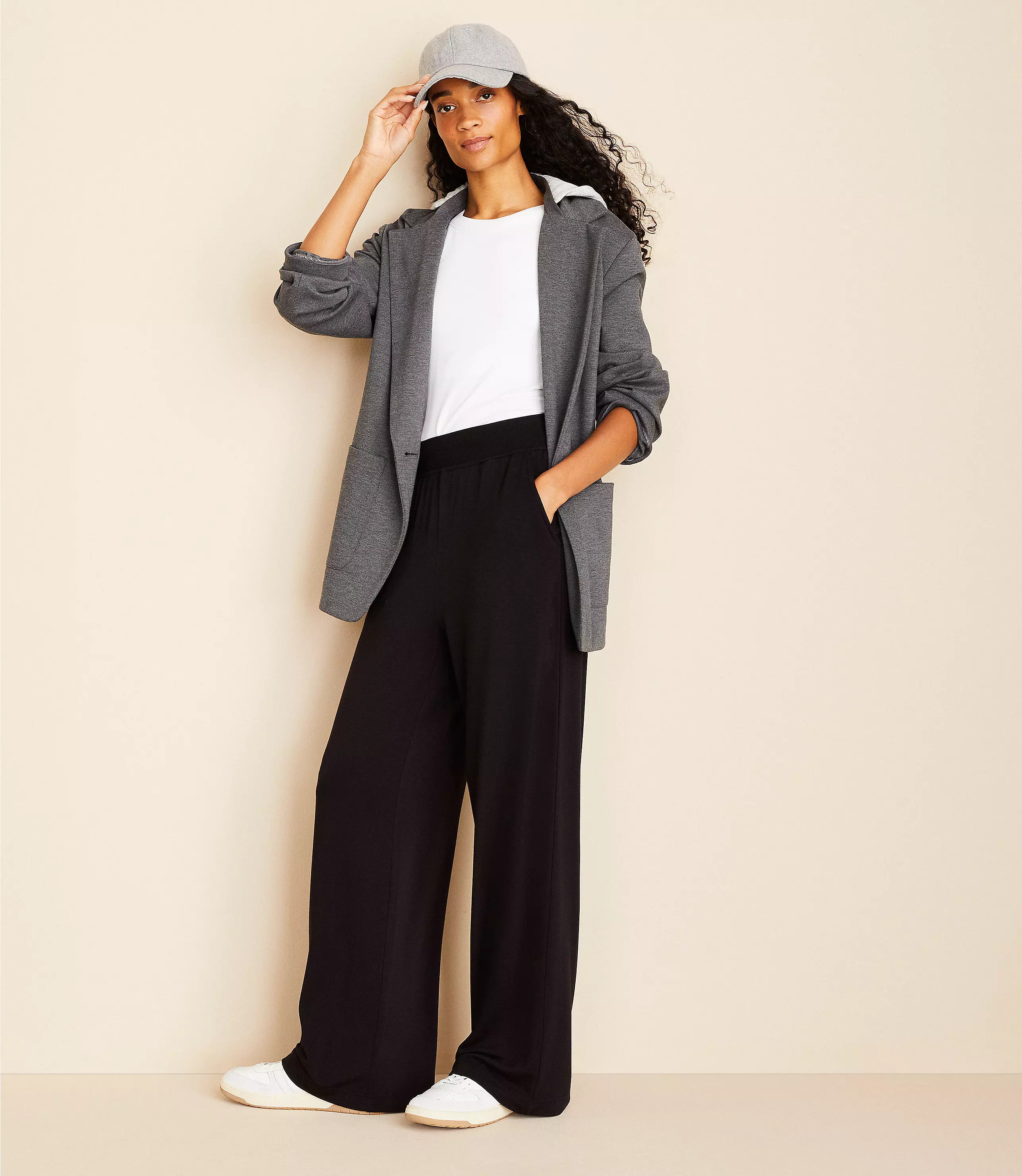 Lou & Grey Sporty Ponte Hooded Blazer | LOFT