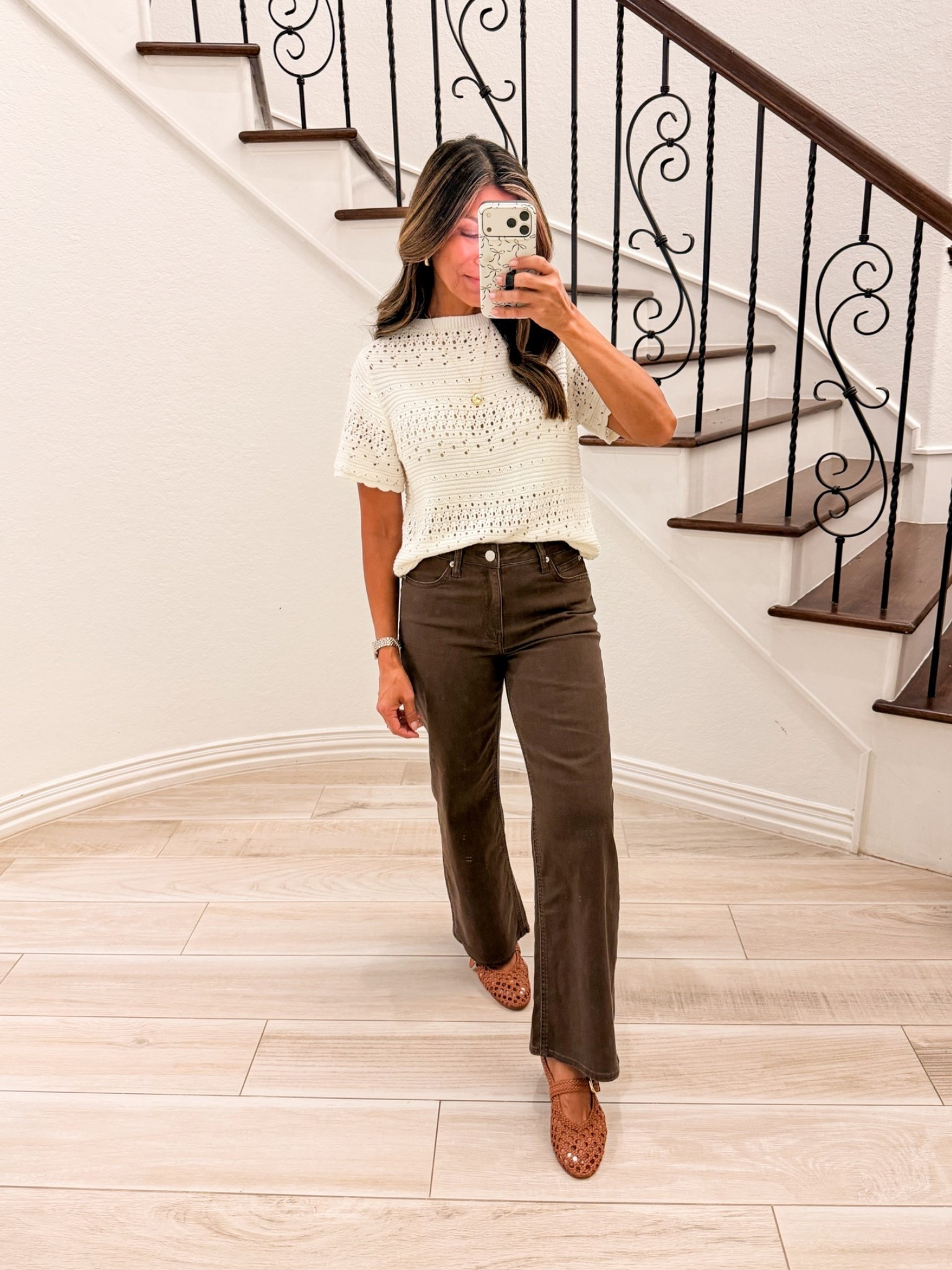 I’m 5’2” 118#ish for reference 
Top in small
Jeans in size 26, length is 28: come I length options.
Shoes tts.
Summer to fall outfit, petite style, over 50

#LTKOver40 #LTKPetite #LTKmomlife