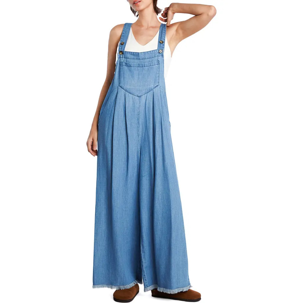 Billy T Claire Wide Leg Denim Overalls at Nordstrom, Size Large | Nordstrom
