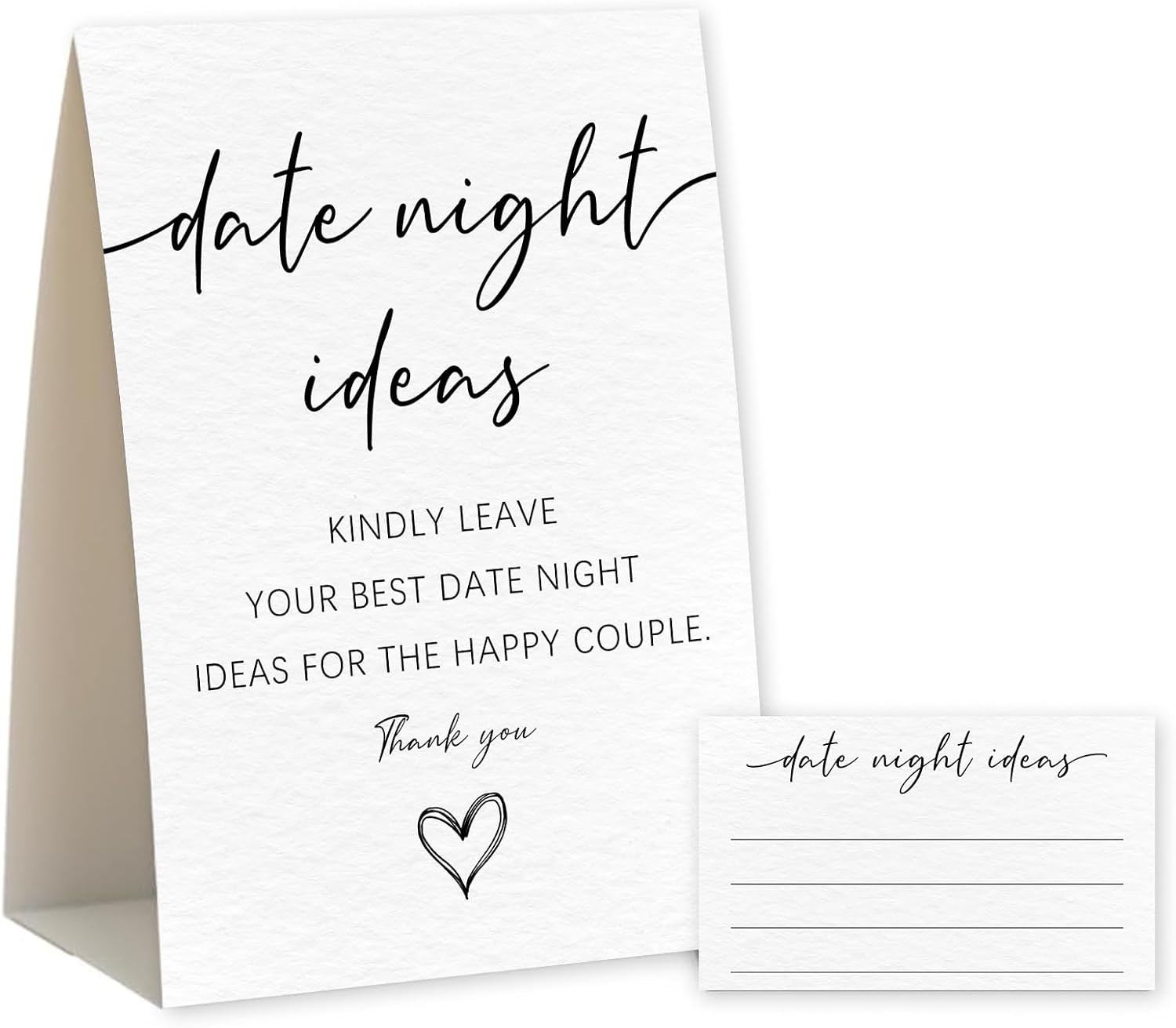 5" x 7" Date Night Ideas Card Set - 50 Creative Cards + 1 Stand - Bridal Shower Games & Wedding Shower Activities, Thick Paper Date Night Idea Cards, Easy to Assemble and Store. (White) - A01 | Amazon (US)