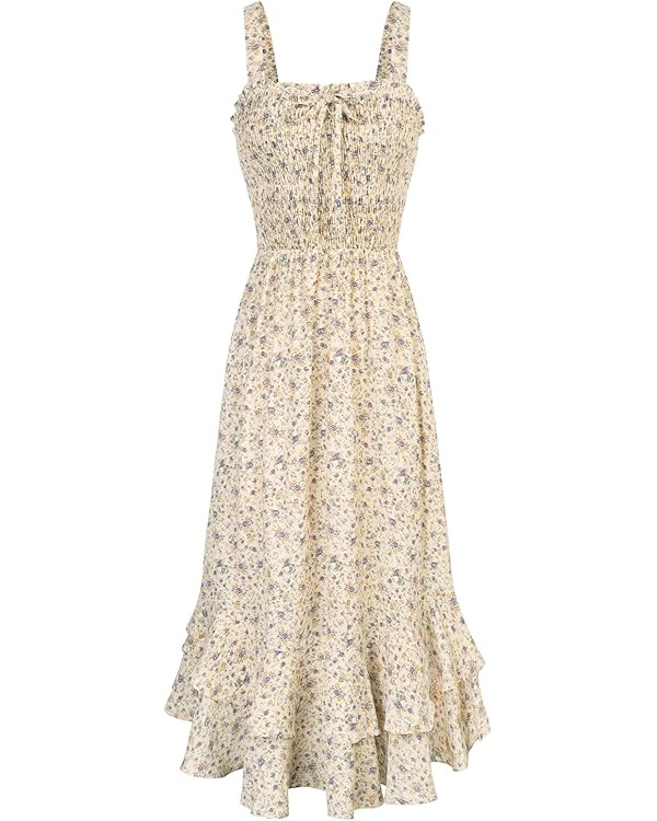 GRACE KARIN Women's 2026 Summer Floral Boho Dress Square Neck Strapped Swing A Line Sundress Beac... | Amazon (US)