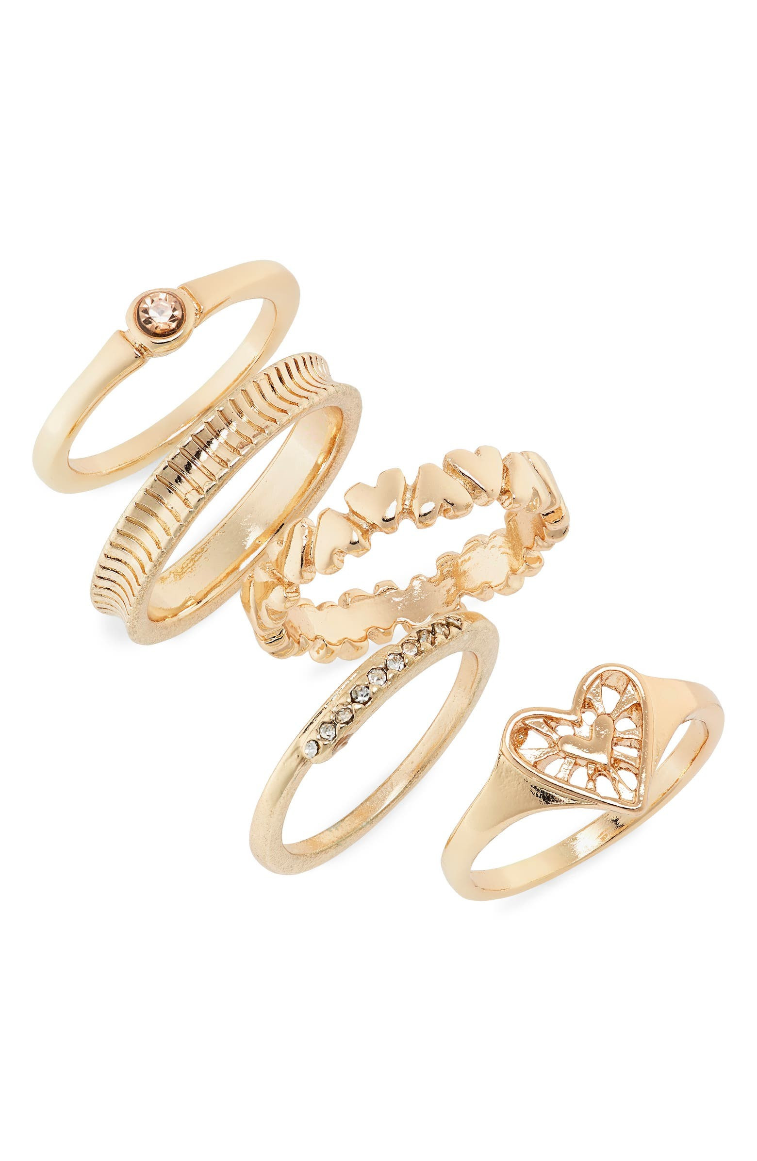 Set of 5 Heart Ring Set | Nordstrom