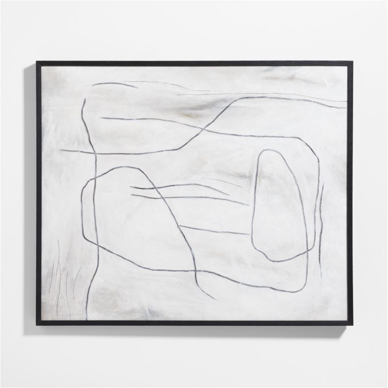 "Good Things" Framed White & Black Abstract Hand-Painted Wall Art 50"x60" | Crate & Barrel | Crate & Barrel