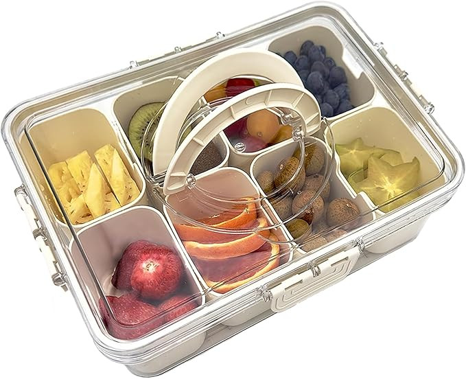 Snack Containers, 2pcs Snackle Box Charcuterie Container 8 Compartment Divided Serving Tray with ... | Amazon (US)