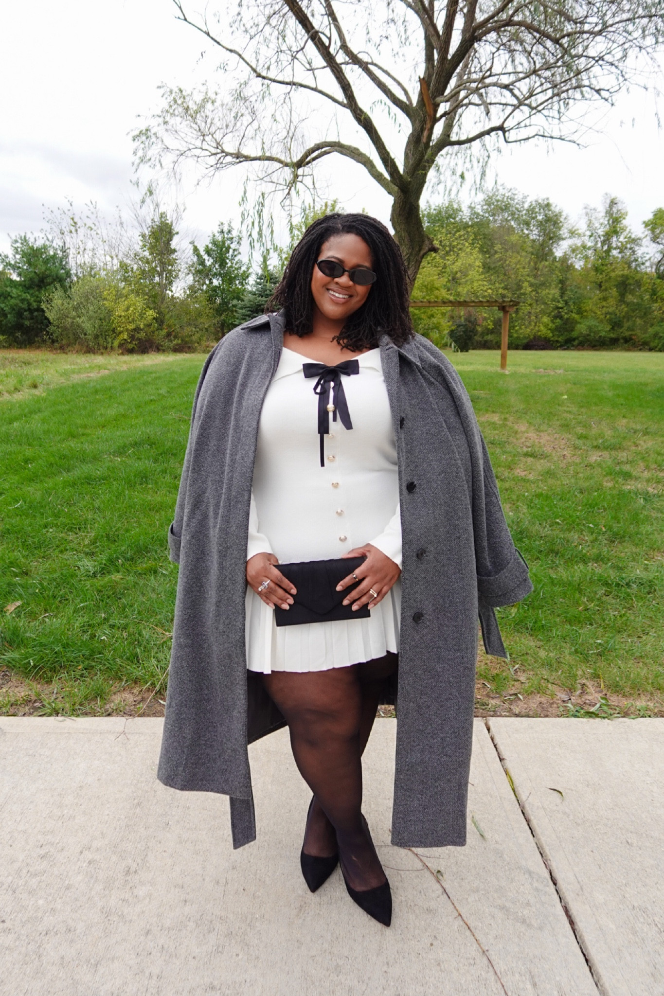 This dress is ON SALE for $20!! I’m wearing a size 26 in the dress and 20/22 in the coat b/c it runs a little big. Soft, feminine, and oh-so-cozy! This off-shoulder sweater dress paired with sheer stockings and comfy pumps from ALLY Shoes brings a romantic, delicate touch to fall fashion. Perfect for date night or any time you want a balance of coziness and elegance. 

#LTKFindsUnder50 #LTKPlusSize #LTKStyleTip