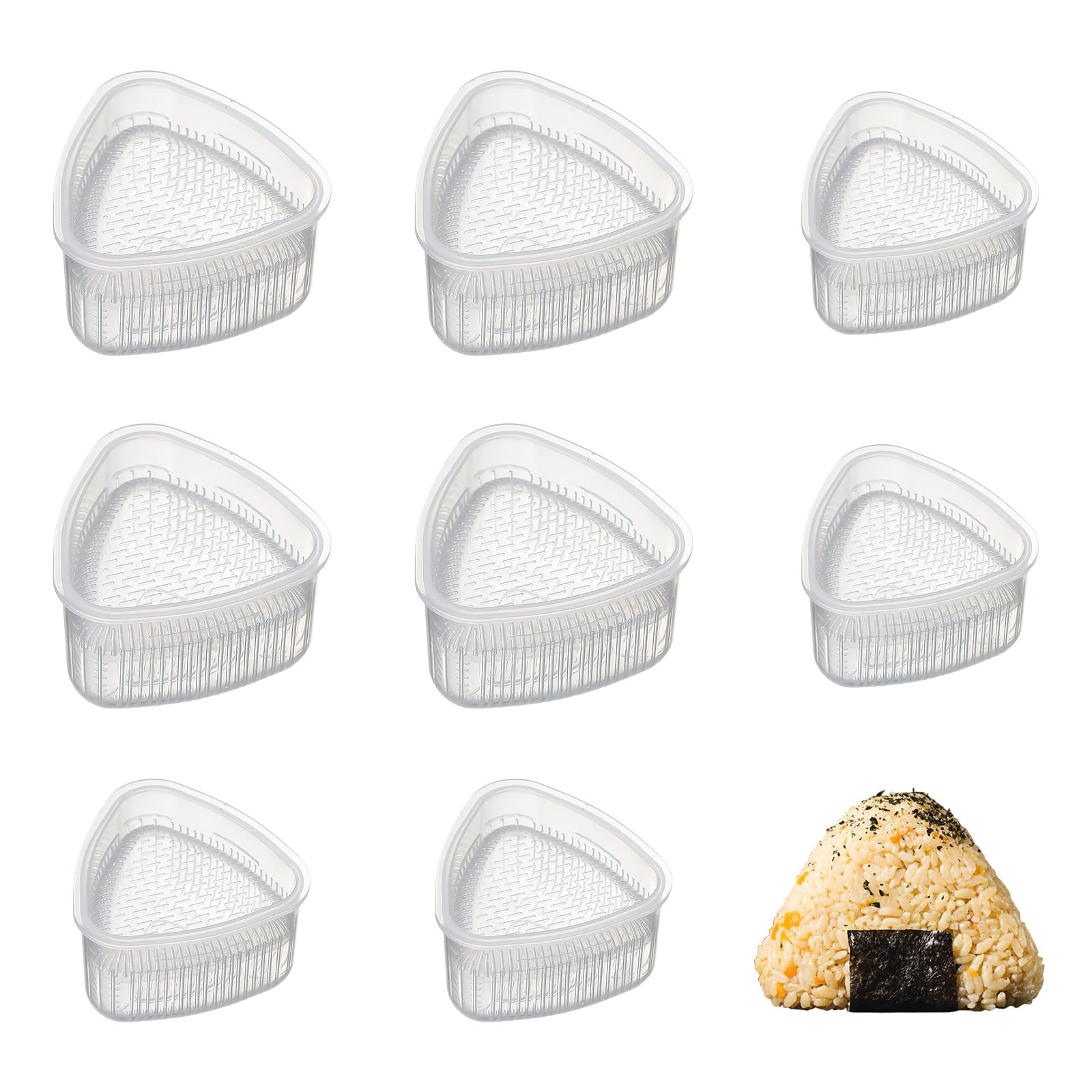Onigiri Mold 8 Pcs 4 Large & 4 Small Clear Plastic Triangle Sushi Make Mold Classic Triangle Rice... | Amazon (US)