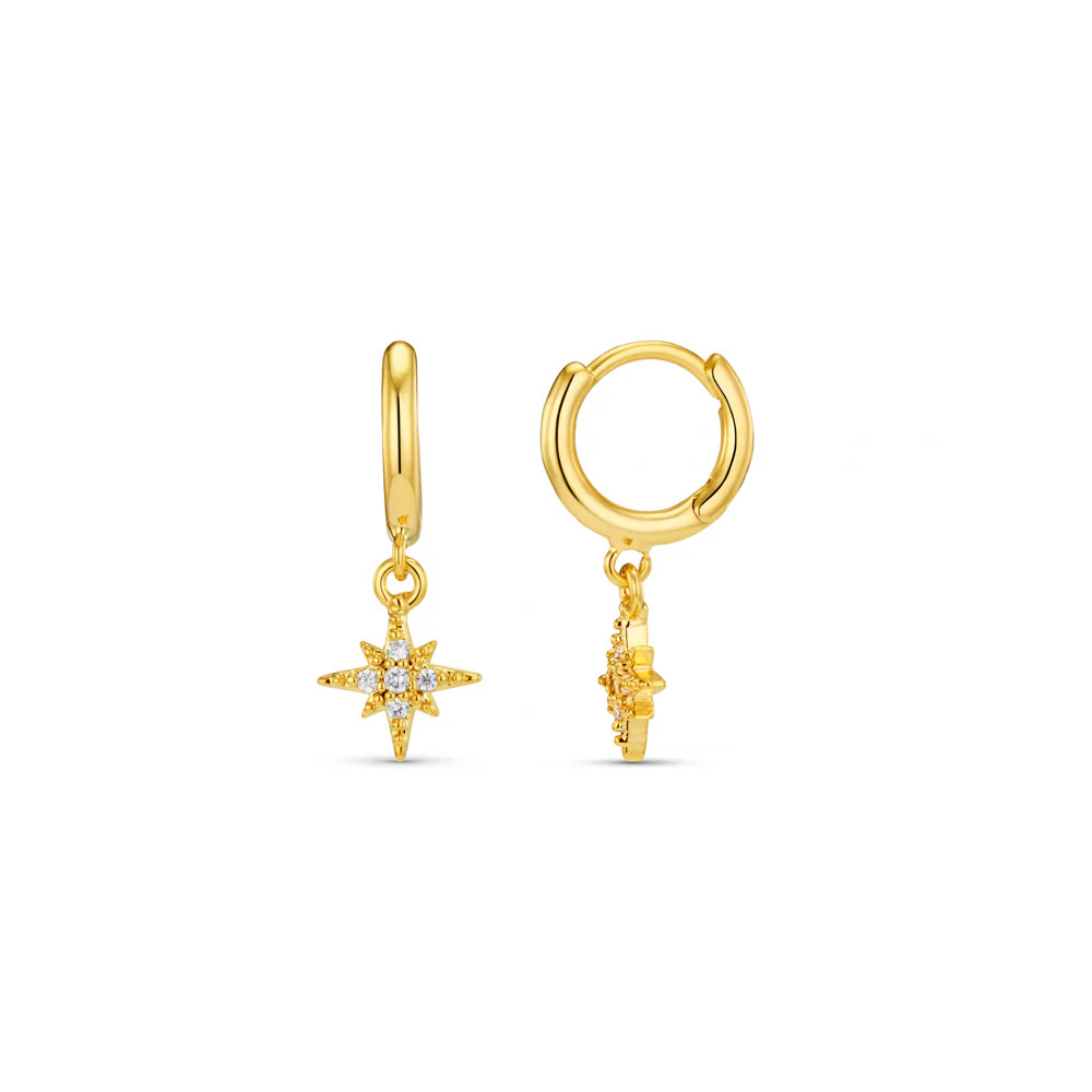 Pavé Starburst Mini Micro Hoop Earrings | Orelia