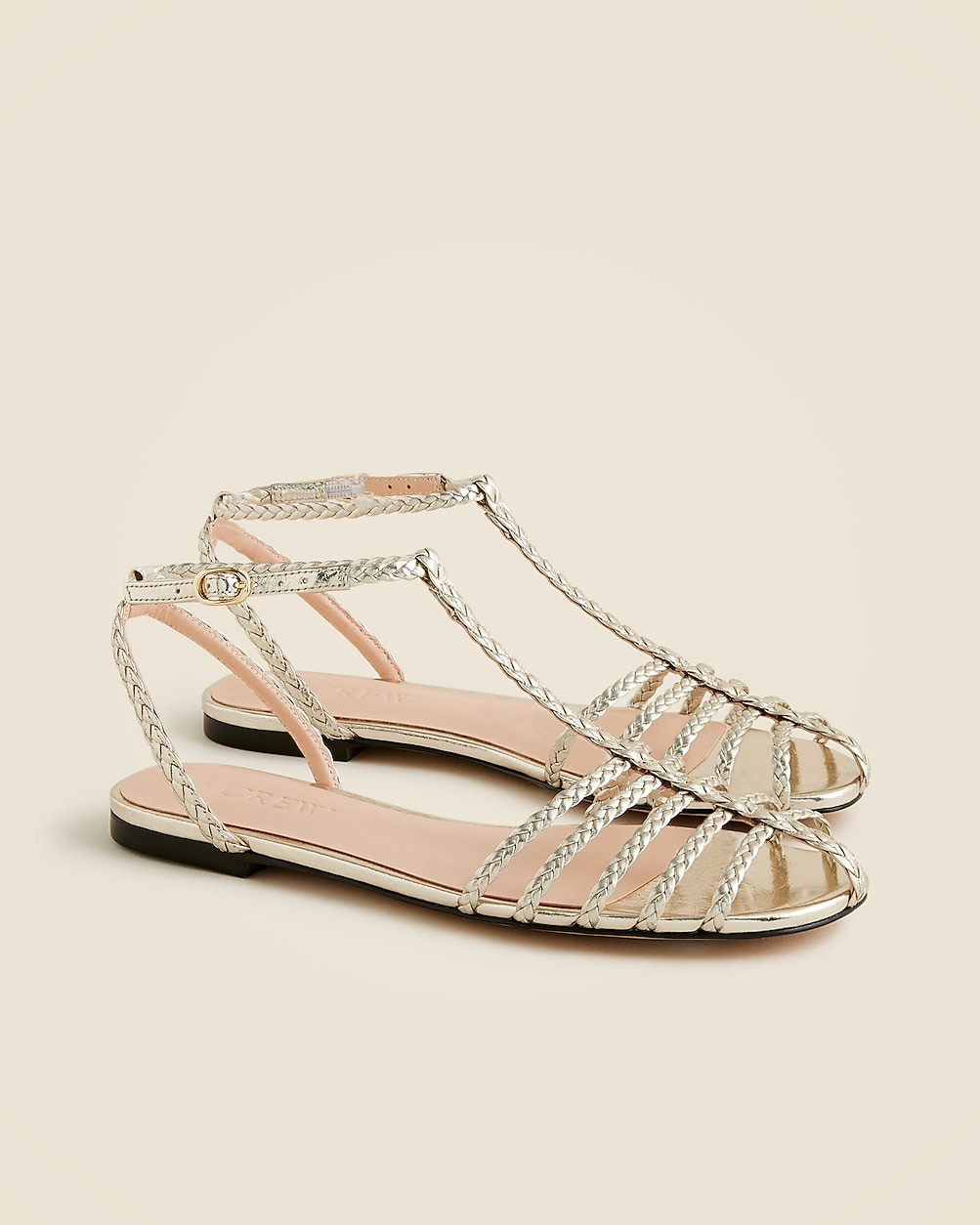 Braided cage-toe sandals in metallic leather | J. Crew US