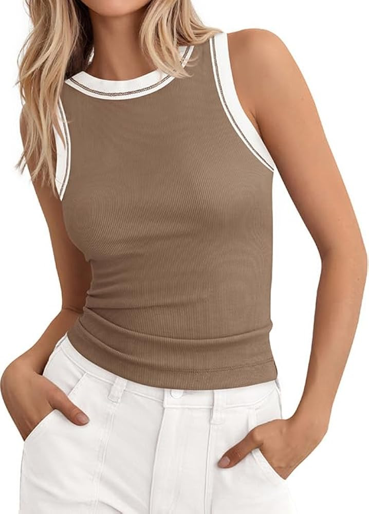 BTFBM High Neck Tank Top for Women Sleeveless Ribbed Y2k Clothes Basic Shirts Going Out Outfits S... | Amazon (US)