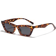 VANLINKER Small Trendy Skinny Cat Eye Sunglasses Women Retro Tiny Square Shade VL9555 | Amazon (US)