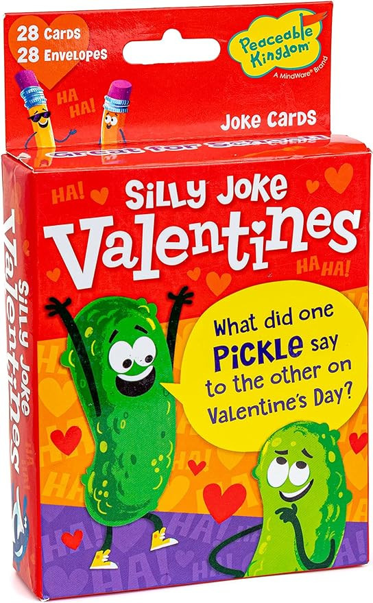 Peaceable Kingdom Valentines Day Silly Joke Cards - 28 Valentines Cards for Kids School Classroom... | Amazon (US)
