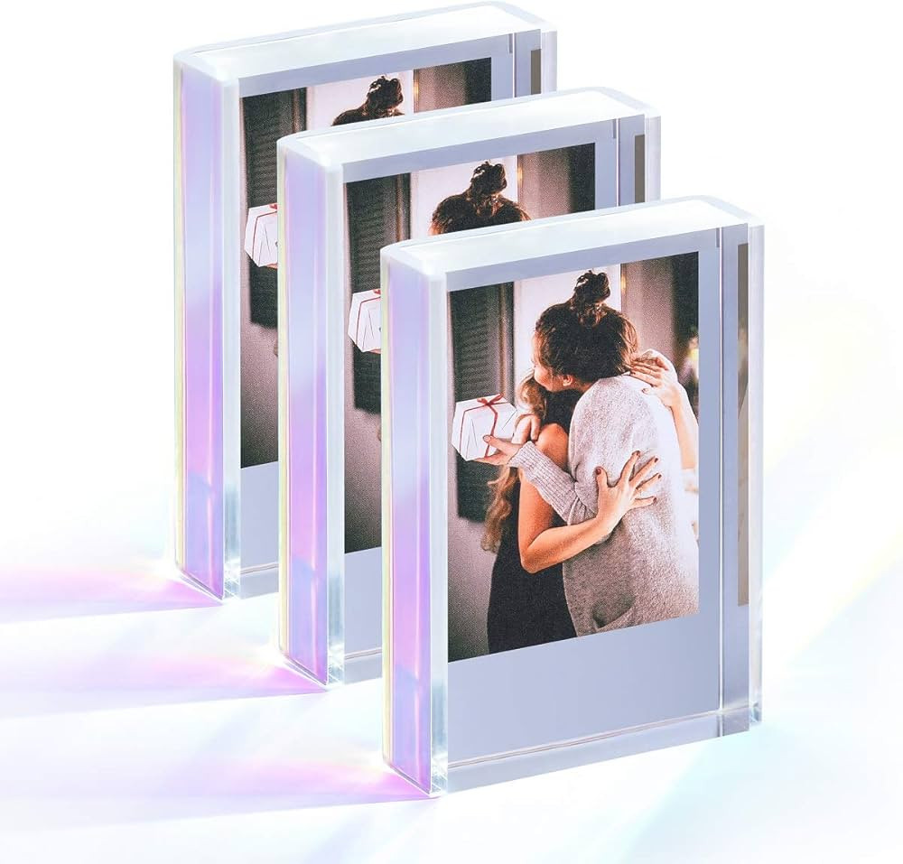 Instax Mini Film Photo Frames 2x3, Polaroid Picture Frame, Mini Instant Photo Frames for Fujifilm & Polaroid Film, Small Iridescent Acrylic Picture Frames, Polaroid Holder Frame for Photos (3 Pack) | Amazon (US)