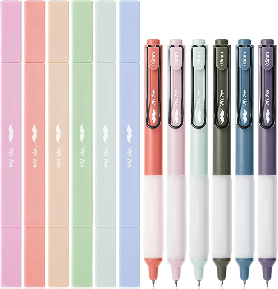 Mr. Pen- Dual Tip Aesthetic Highlighters and Gel Pens, 12 Pack | Amazon (US)